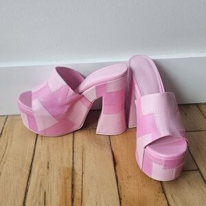 Stylish Pink Patchwork Platform Heels
